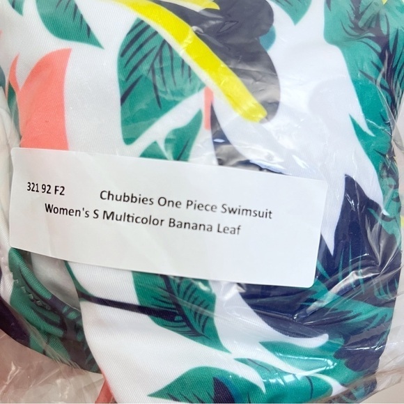 Chubbies Multi Color Tropical Banana Leaf Scoop Open Back One Piece Swimsuit - Picture 8 of 8